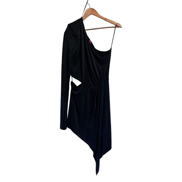 Gauge81 Suani Dress Womens Large Black Ruched One Shoulder Cut Out Drape Front D - Picture 5 of 10